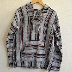 Men's Baja Hoodie - Red and Gray Striped